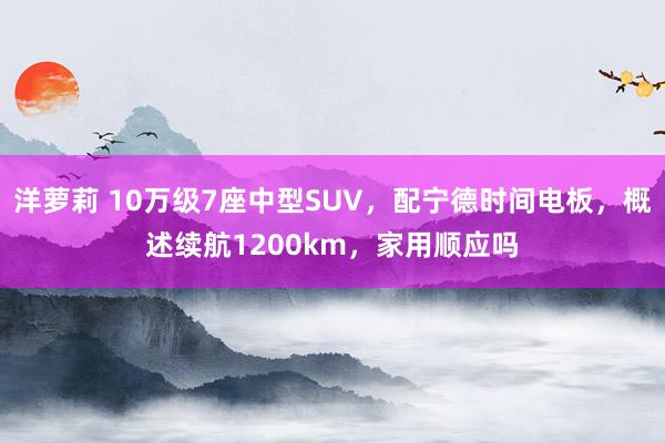 洋萝莉 10万级7座中型SUV，配宁德时间电板，概述续航1200km，家用顺应吗