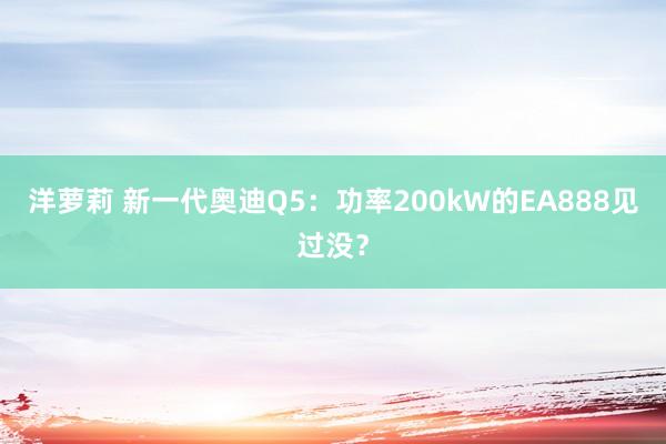 洋萝莉 新一代奥迪Q5：功率200kW的EA888见过没？