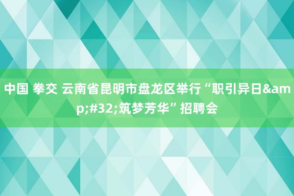 中国 拳交 云南省昆明市盘龙区举行“职引异日&#32;筑梦芳华”招聘会