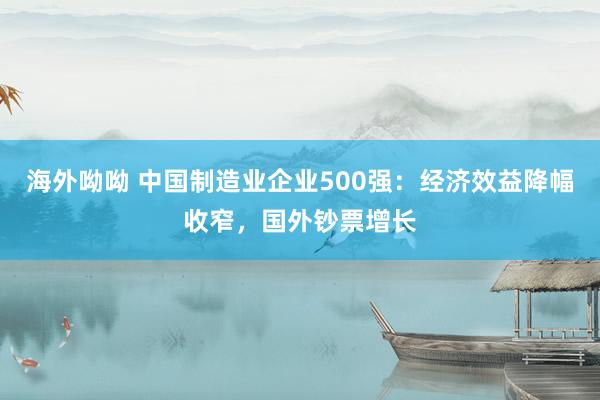 海外呦呦 中国制造业企业500强：经济效益降幅收窄，国外钞票增长