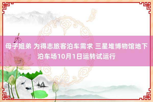 母子姐弟 为得志旅客泊车需求 三星堆博物馆地下泊车场10月1日运转试运行