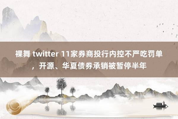 裸舞 twitter 11家券商投行内控不严吃罚单，开源、华夏债券承销被暂停半年