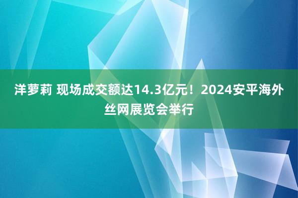 洋萝莉 现场成交额达14.3亿元！2024安平海外丝网展览会举行