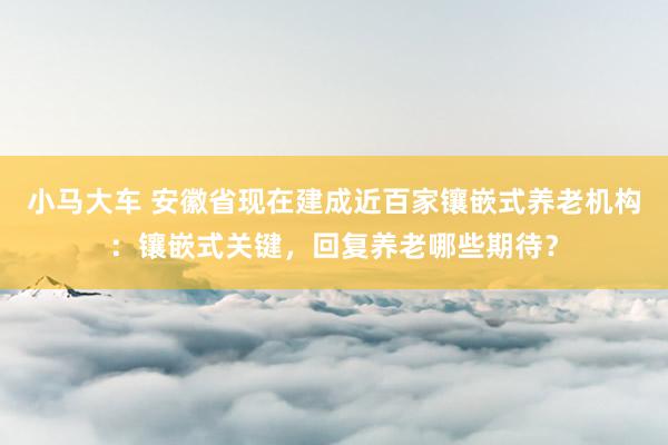 小马大车 安徽省现在建成近百家镶嵌式养老机构：镶嵌式关键，回复养老哪些期待？