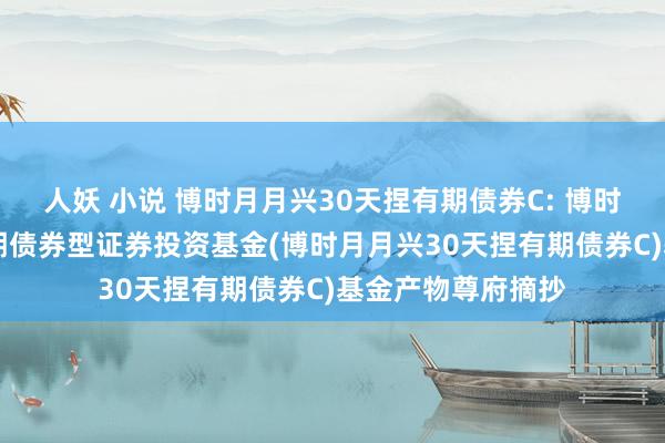 人妖 小说 博时月月兴30天捏有期债券C: 博时月月兴30天捏有期债券型证券投资基金(博时月月兴30天捏有期债券C)基金产物尊府摘抄