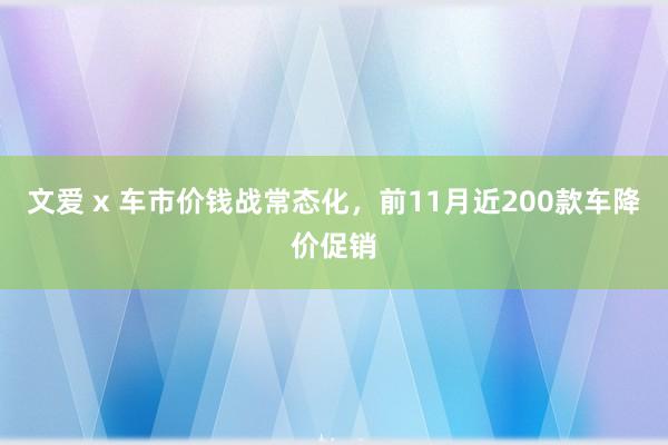 文爱 x 车市价钱战常态化，前11月近200款车降价促销