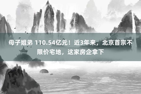 母子姐弟 110.54亿元！近3年来，北京首宗不限价宅地，这家房企拿下