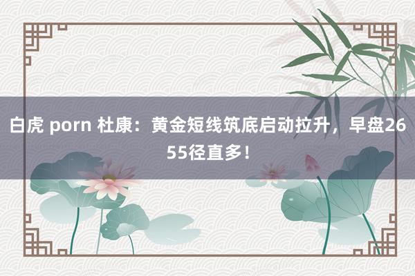 白虎 porn 杜康：黄金短线筑底启动拉升，早盘2655径直多！