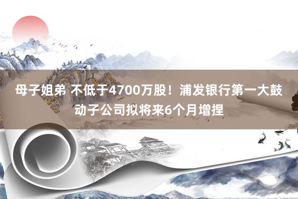 母子姐弟 不低于4700万股！浦发银行第一大鼓动子公司拟将来6个月增捏