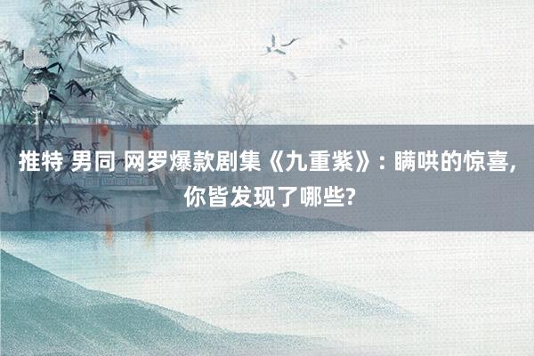 推特 男同 网罗爆款剧集《九重紫》: 瞒哄的惊喜， 你皆发现了哪些?