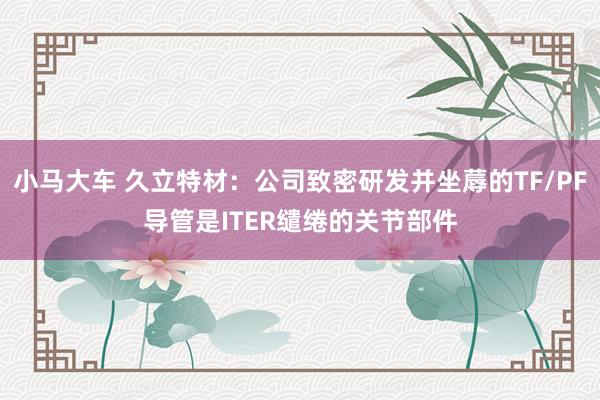 小马大车 久立特材：公司致密研发并坐蓐的TF/PF导管是ITER缱绻的关节部件