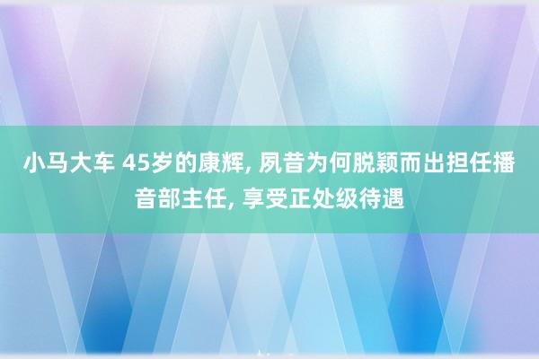 小马大车 45岁的康辉， 夙昔为何脱颖而出担任播音部主任， 享受正处级待遇