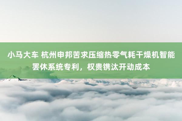 小马大车 杭州申邦苦求压缩热零气耗干燥机智能罢休系统专利，权贵镌汰开动成本